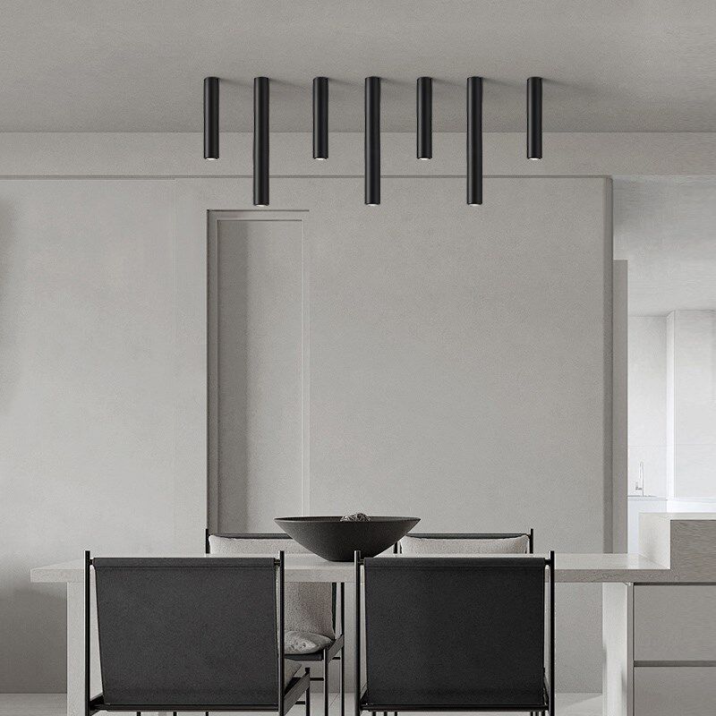 led明装长筒灯圆柱形调焦变焦餐厅吧台吸顶式射灯创意背景墙灯具