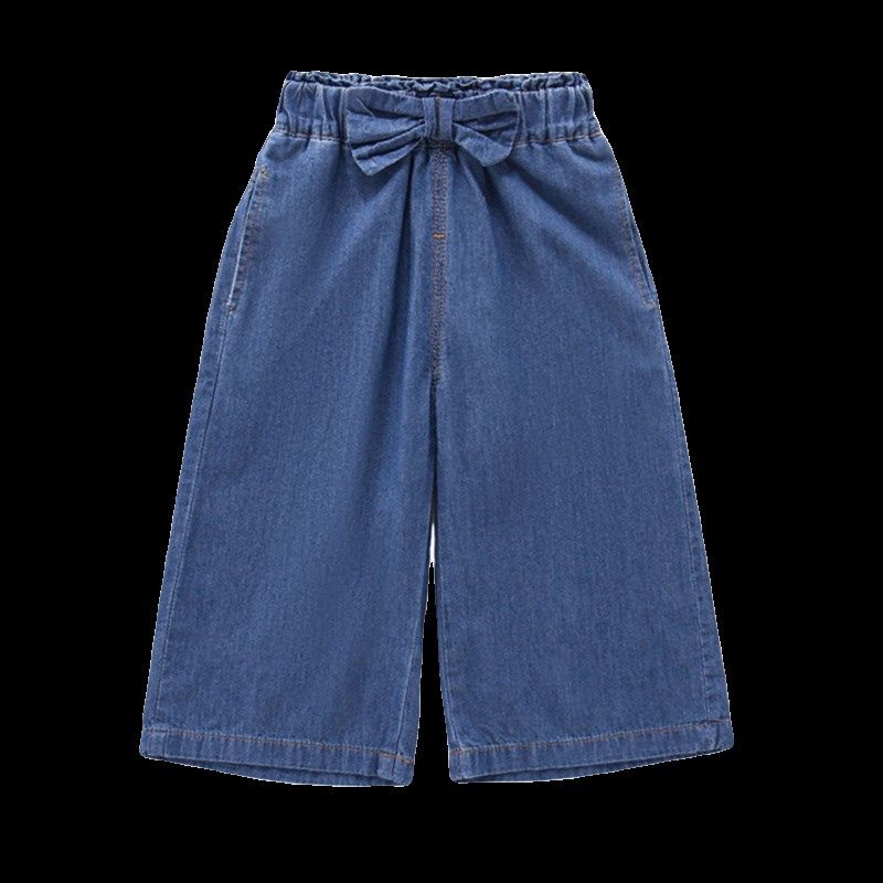 女童牛仔裤夏款阔腿裤中小童洋气时髦柔软薄款九分裤宽松时尚裤子