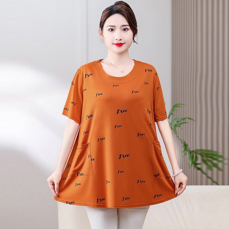 中老年女装加肥大码短袖T恤衫宽松胖妈妈夏装棉上衣200斤老人衣服,女装/女士精品,中老年女装,淘宝优惠券,粉丝福利购,淘宝优惠卷