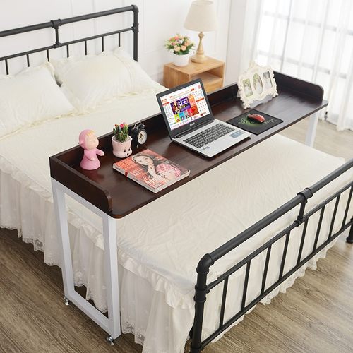 可移动床上双人电脑桌家用月子护理桌床边书桌懒人跨床桌实木书桌