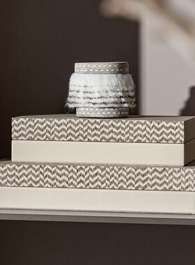 样板房衣帽间实木首饰盒装饰盒售楼处酒店书柜子侘寂软装饰品摆件