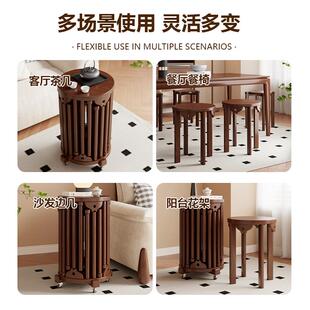 实木家圆凳餐桌家用六合一用椅叠叠放凳子可189叠放备用椅餐折叠