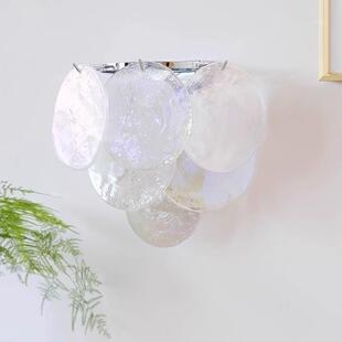 法式 卧轻手奢古穆拉诺室床430头灯壁灯复中古工绿七彩玻璃背景墙