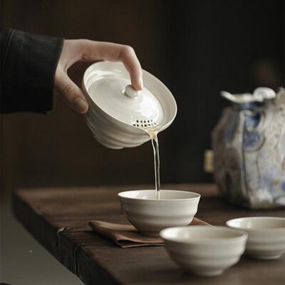 墨一己草木灰古泥手抓碗三mjtc客杯旅行茶具锦囊袋便携壶包快杯茶