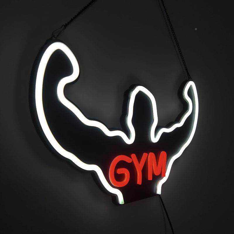 端健身房用霓TAI虹灯LE发光GYM健身房D装饰营业V灯1专2个性彩灯