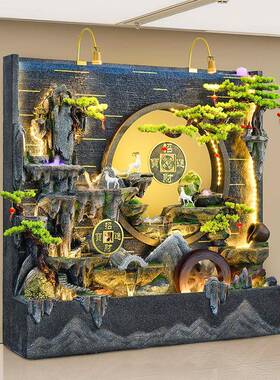 水墙假山流ZNF水喷幕酒店公司泉水景装饰别墅园庭院摆件客厅花景