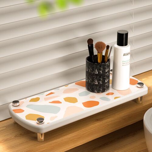 水磨石硅藻泥杯垫免打孔洗浴间酒店杯架吸水电动牙刷杯装饰置物架