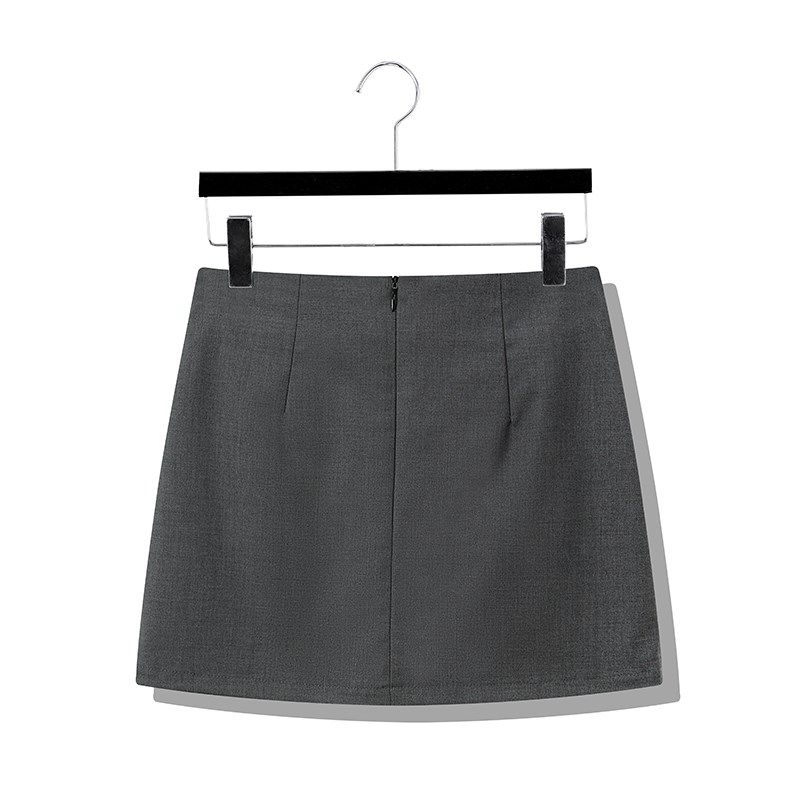深灰色小个子正装半身裙a字高腰显瘦包臀短裙西装面料夏季薄款
