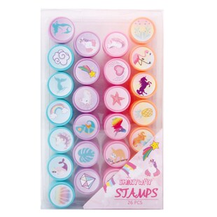 26个套装印章英文动物海盗公主可爱小盖章卡通玩具章安全儿童图章