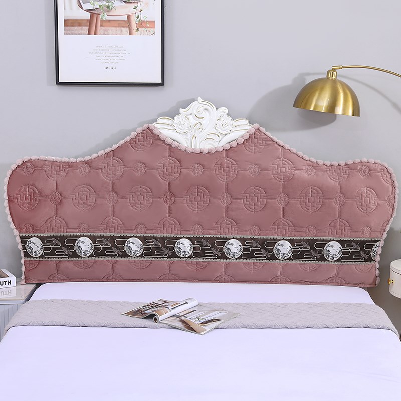 定做绒布夹棉异弧形凹凸半圆形软包防滑加厚防尘保护套欧式床头罩