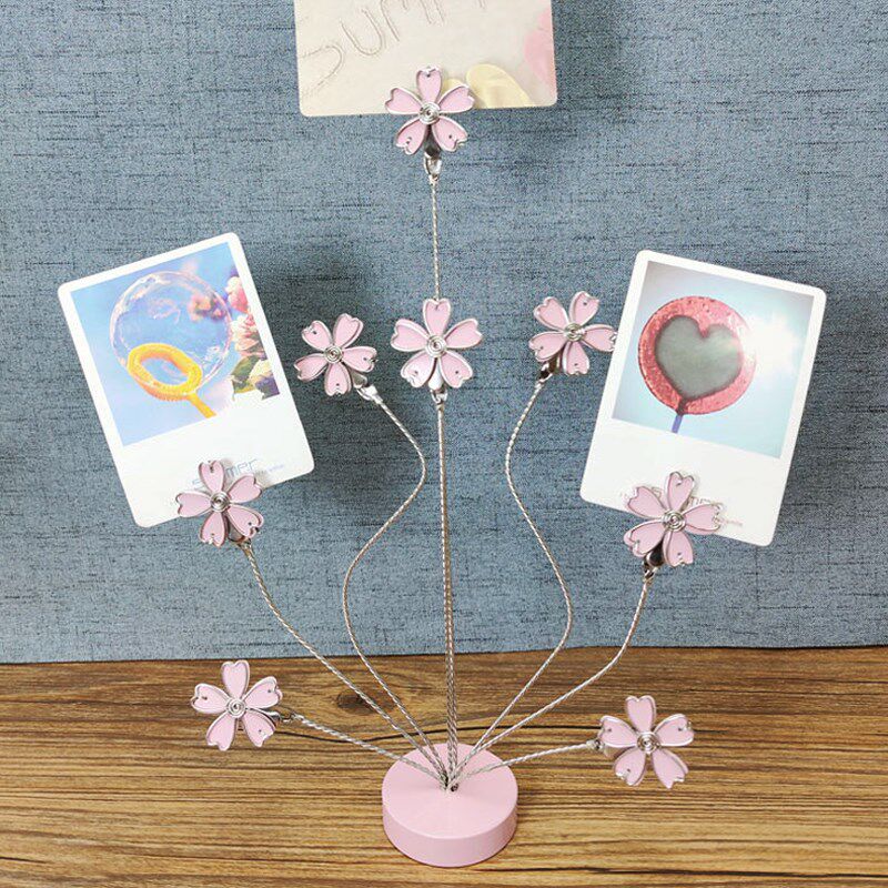 创意金属工艺品樱花八头便签夹 桌面装饰照片夹 立式复古装饰摆件