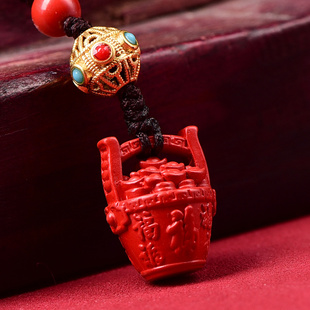 朱砂一桶金平安符手机链挂饰短款男女元宝吊坠挂件好运本命年礼物