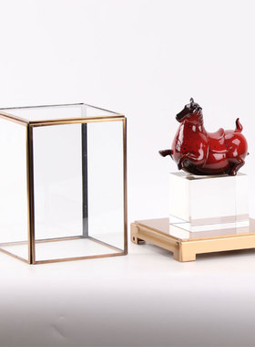 新中式红色陶瓷马摆件售楼处展示柜酒柜软装饰品茶室茶几托盘配饰