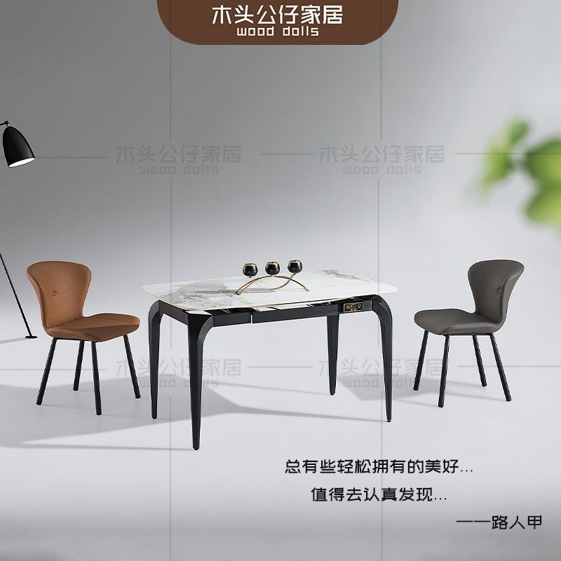 意式极简伸缩式岩板餐桌带电磁炉台面定制哑光亮光雪山石纯白黑金,住宅家具,岩板餐桌,淘宝优惠券,粉丝福利购,淘宝优惠卷