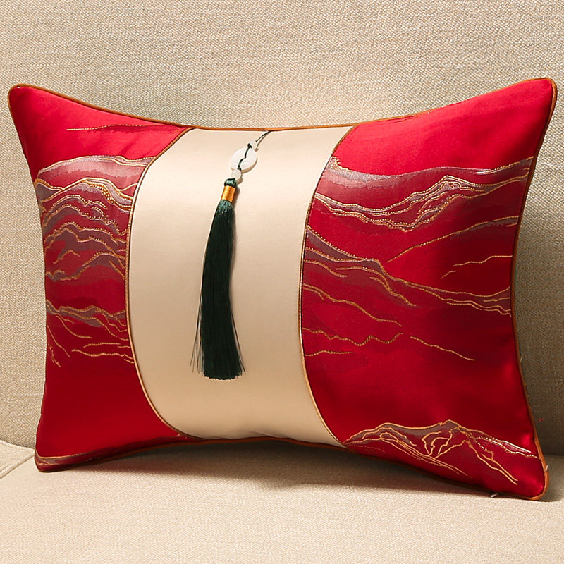 夏季新中式腰枕靠垫沙发客厅轻奢靠枕腰枕长方形靠背垫套含芯定制,居家布艺,靠垫/抱枕,淘宝优惠券,粉丝福利购,淘宝优惠卷