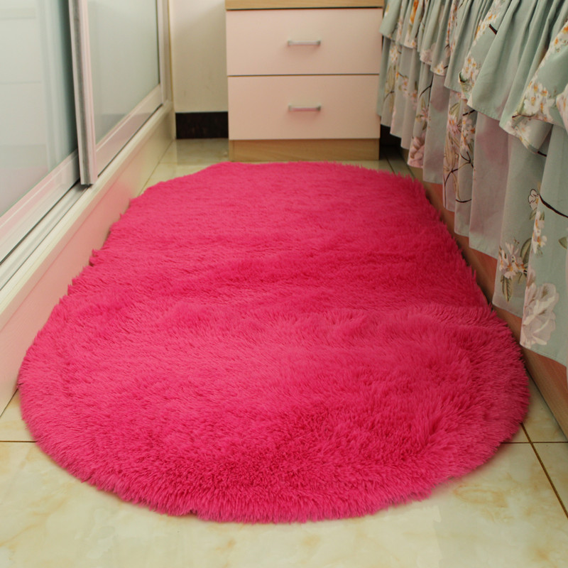 椭圆形卧室床边地毯床前毯客厅茶几地毯可爱女生网红主播公主地毯