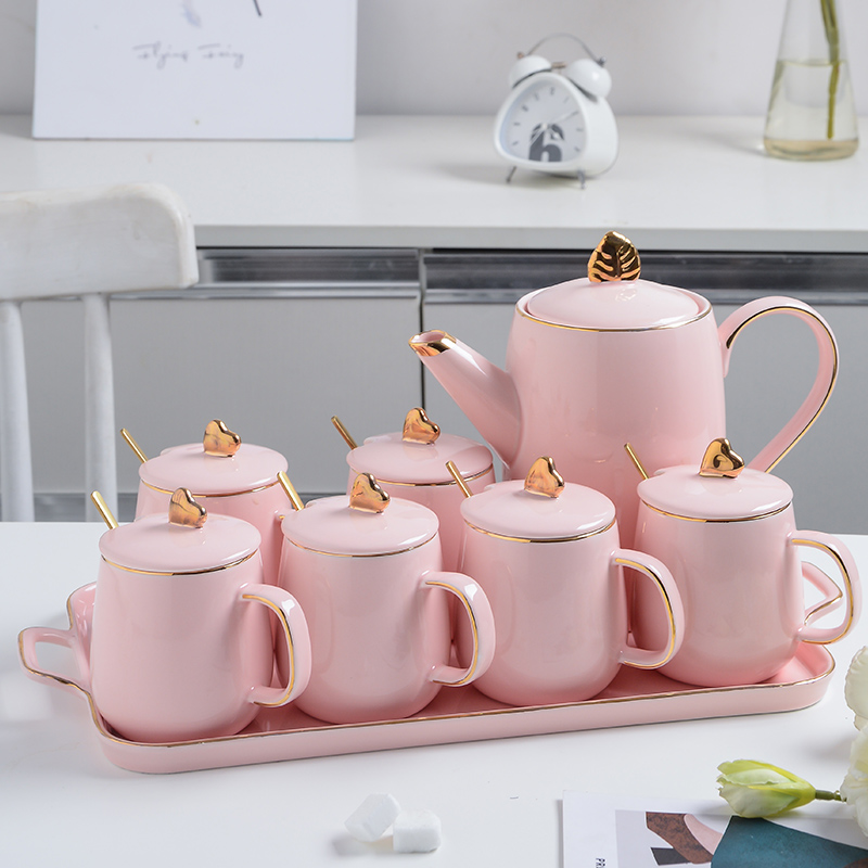 高颜值陶瓷轻奢水具家用客厅水杯茶具茶壶茶杯套装结婚陪嫁送人