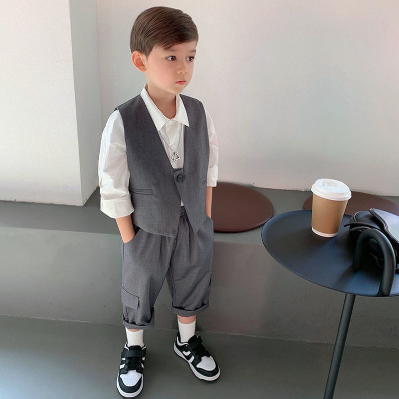 男童礼服秋冬休闲马甲儿童西装套装洋气英伦风婚礼花童小主持走秀