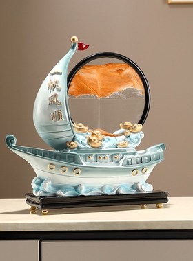 招财葫芦摆件新中式玄关客厅装饰品桌面流沙画沙漏乔迁新居礼物