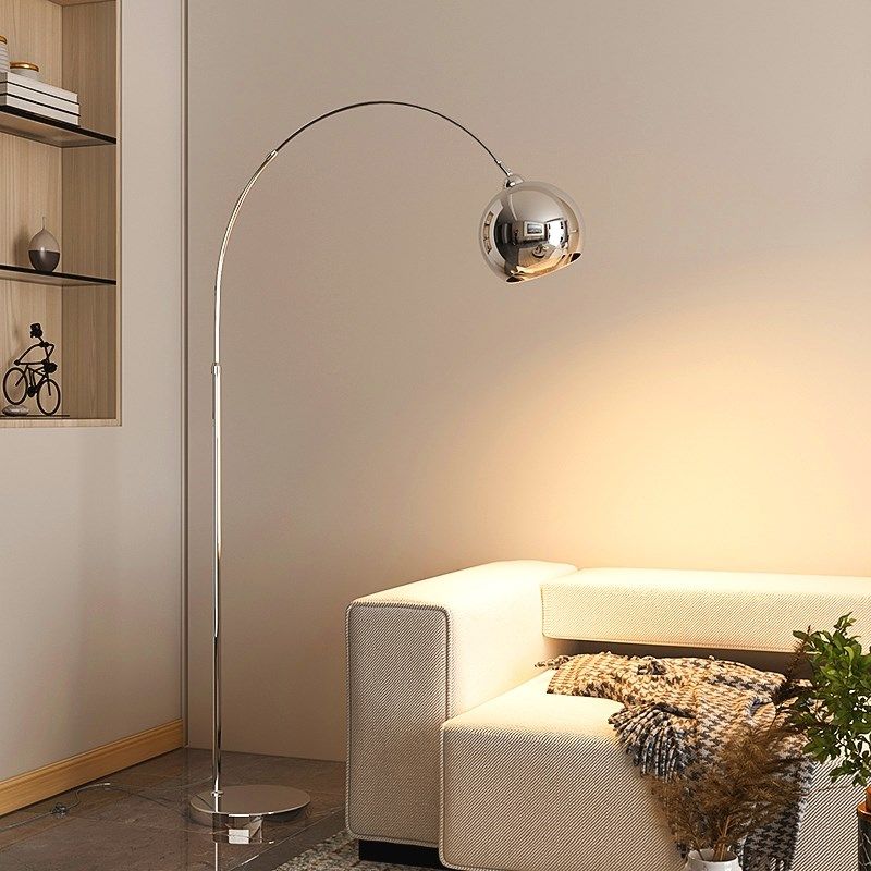 钓鱼灯落地灯客厅卧室轻奢高级感艺术网红沙发旁边银色包豪斯台灯