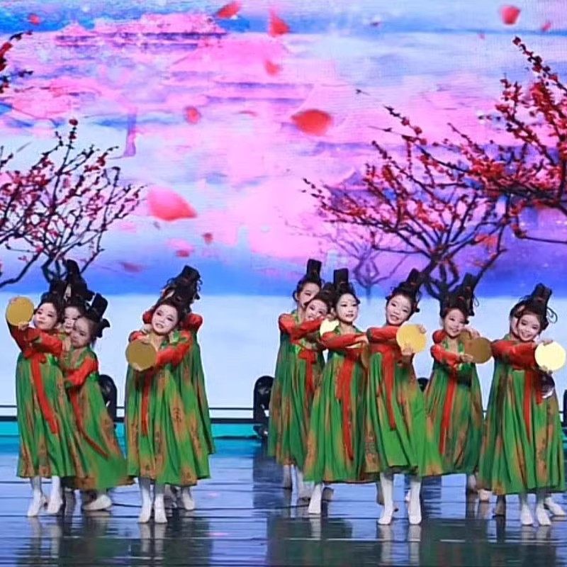 唐宫夜宴汉服儿童执镜佣舞蹈表演女童古装中国风汉唐古典舞演出服,童装/婴儿装/亲子装,儿童演出服,淘宝优惠券,粉丝福利购,淘宝优惠卷
