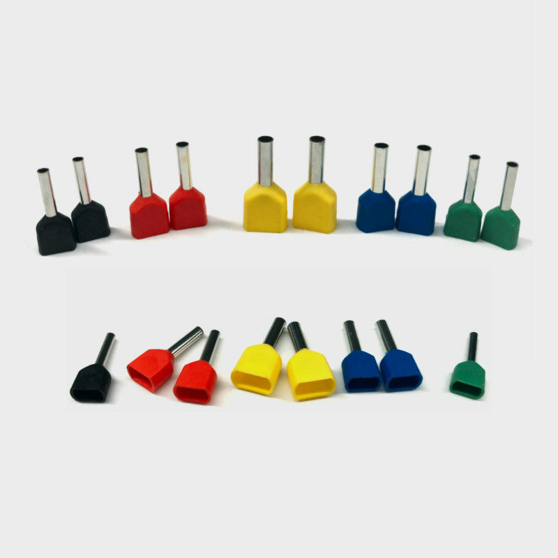 TE1010双线管型接线端子插针冷压端子针形线鼻子预绝缘端头紫铜