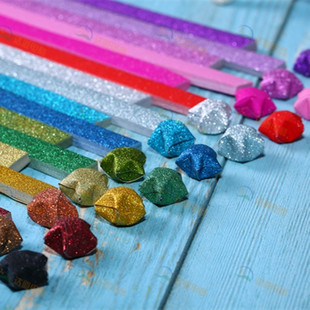 闪光闪粉磨砂幸运星星折纸五角星diy材料成品儿童手工纸许愿星瓶