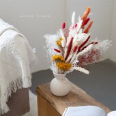 自然风干真花花束家居装 饰干花橘红亮色系样板间桌面摆件送花礼物