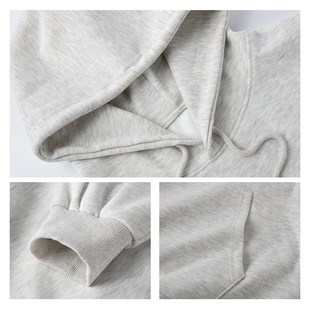 灰色卫衣女花灰连帽美式厚重磅白色加厚即墨秋冬加绒套装2023新款