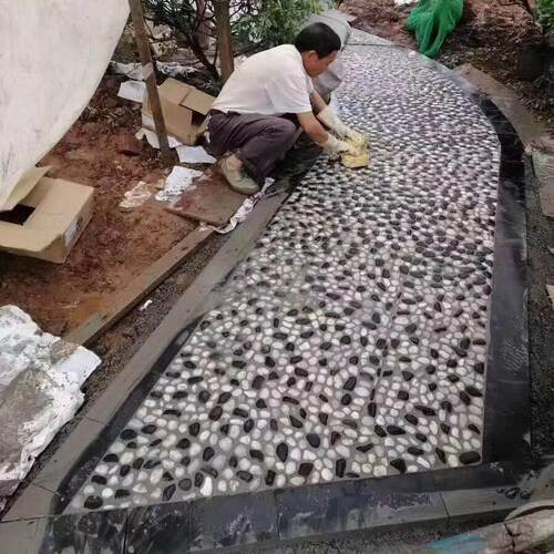 雨花石铺路精品花盆大小石头铺庭院铺地石子园林天然造景鹅卵石