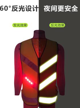 带心灯发光背反光衣建筑施发工运输光马甲道夜间安全防护QGR马路