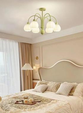 简约奶油YDZ风中古室吊灯温馨法卧式田园公璃主房厅玻主卧吸客顶