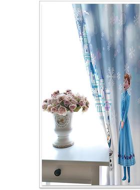 动窗画公主打孔侧拉布RJU帘高夹精密遮光帘黑挂钩加厚丝层印花厂