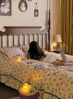 法BXP式复古床实木双主卧大床架202风5新款木头温莎高架中古人美