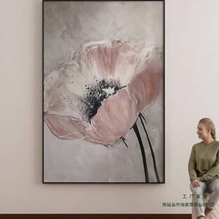 大芬村中古风手绘油画定 制现代简约客餐厅玄关花卉电表箱装饰挂