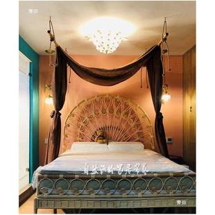 尘搭纱床幔防麻纱亚风式乡村中式四柱人床双幔HOT床帘民宿纱美幔