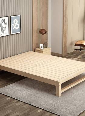 实木床加宽边无靠背榻米DDA单人床经榻床济型成人生床无漆学床