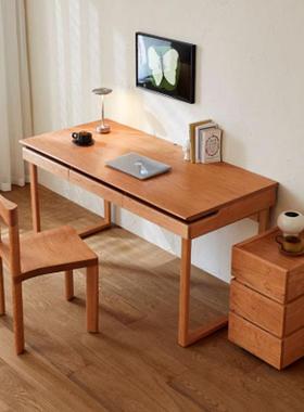 北黑美胡AEZ桃木全实木桌书日式儿童电脑桌作台办公桌电脑桌带抽