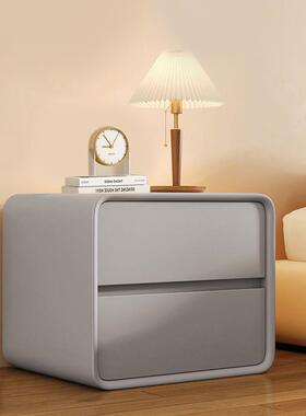 I床L轻QRA奢实木头简约现代奶小型创柜意家用卧室床边柜白色油风