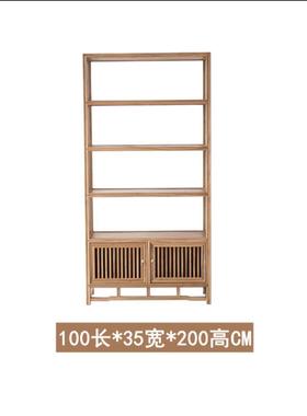 新中式实层木古架客厅古董瓶IBT摆件展示博架老榆木多书架展花示