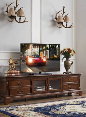 瑞福祥家具客厅美式全实木电视柜大户型2.2米电视柜茶几套装T518
