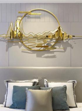 客新中式山水铁艺壁饰创意店中国风挂轻奢68614家用厅酒墙面装饰挂壁件