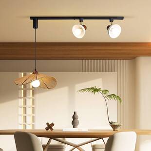 餐厅灯吊灯中古风布艺可调节轨道灯复古雅致温馨氛围感餐桌吧台灯