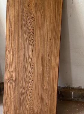 FXB老榆木板吧台大桌木老板飘窗台一字板民宿地板实木桌旧原桌门