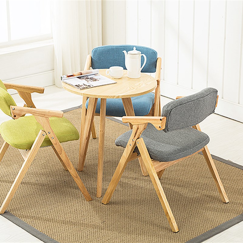 现代简约实木折叠椅布艺可拆洗电脑椅靠背椅餐椅会议书桌洽谈椅