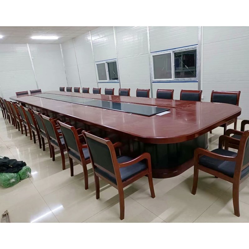 大型会议桌长桌会议室椭圆形条形桌实木皮烤漆开会桌培训桌