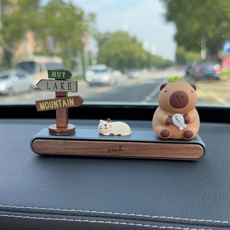 卡皮巴拉挪车电话牌水豚汽车临时停车号码牌车载装饰品移车留号器