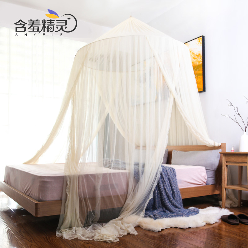 吊顶蚊帐家用2023新款高级圆顶式免安装挂钩天花板落地床幔1.5米