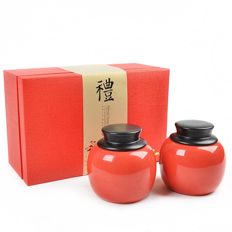 均能手造 茶叶罐陶瓷 密封罐茶叶礼盒装空盒 红茶绿茶包装盒普洱