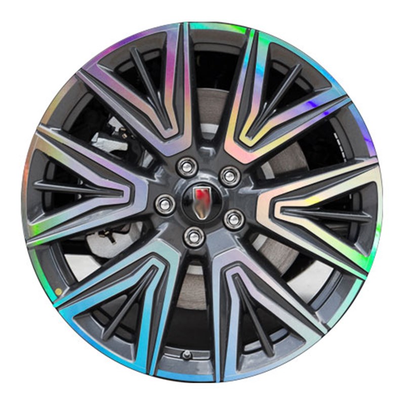 22款红旗HS5镭射轮毂贴纸轮圈电镀改装饰碳纤维反光车贴划痕修复